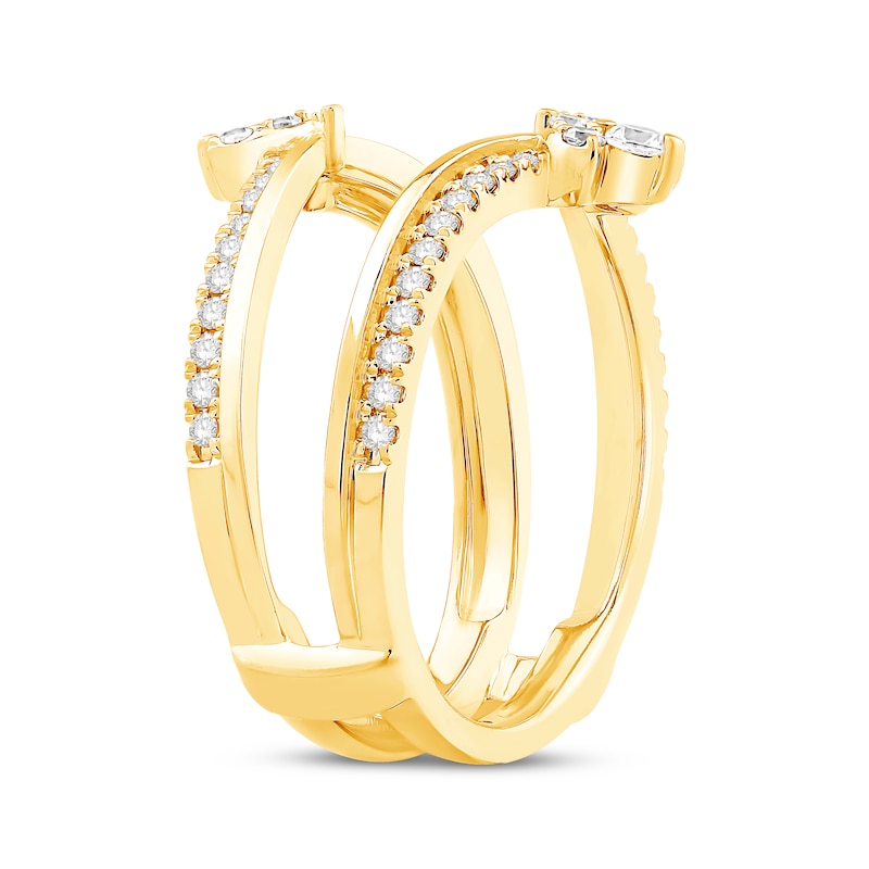 Diamond Floral Enhancer Ring 1/2 ct tw Yellow Gold Plated