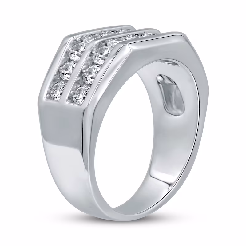 Now + Forever Men's Diamond Wedding Ring 2 ct tw Round-cut 10K White Gold
