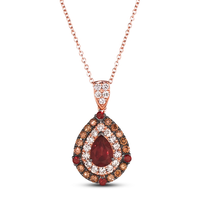Le Vian Garnet Necklace 5/8 ct tw Diamonds Strawberry Gold Plated