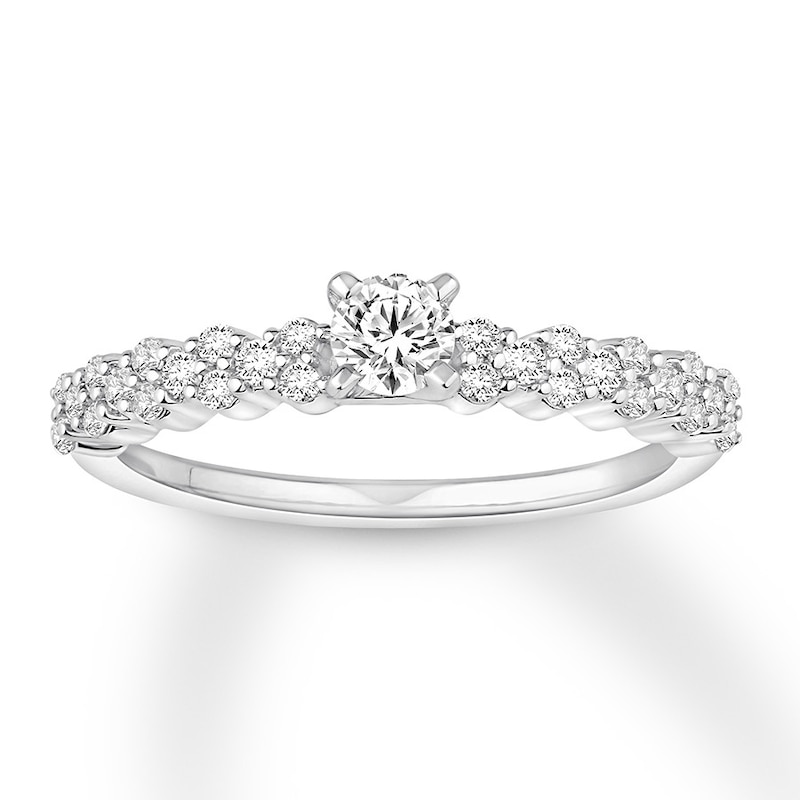 Diamond Engagement Ring 1/2 ct tw Round-cut White Gold Plated
