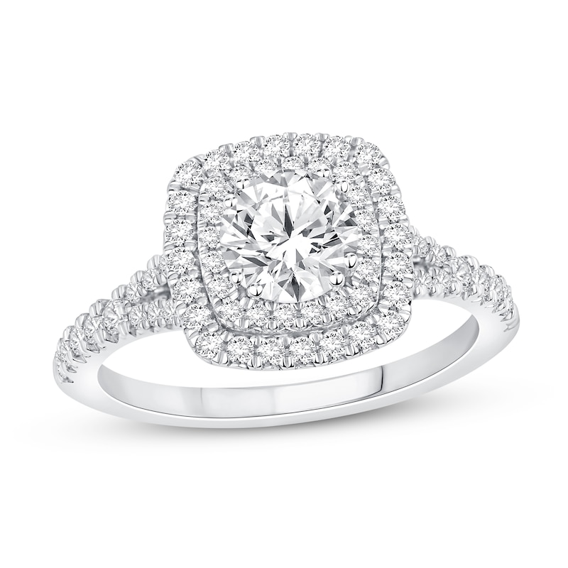 Diamond Engagement Ring 1-1/8 ct tw Round-cut White Gold Plated
