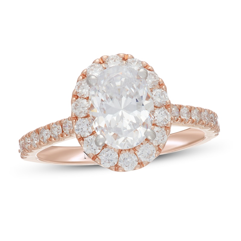 Neil Lane Diamond Engagement Ring 2-1/8 ct tw Oval/Round Rose Gold Plated