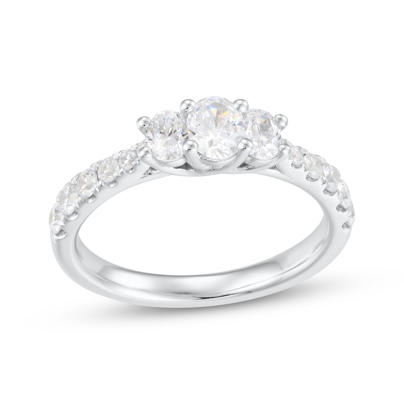 Oval-Cut Diamond Three-Stone Engagement Ring 1 ct tw White Gold Plated