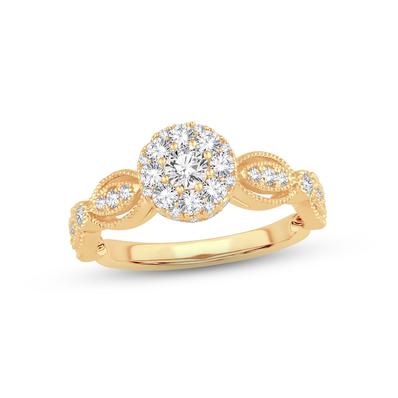 Diamond Engagement Ring 3/4 ct tw Round-cut Yellow Gold Plated