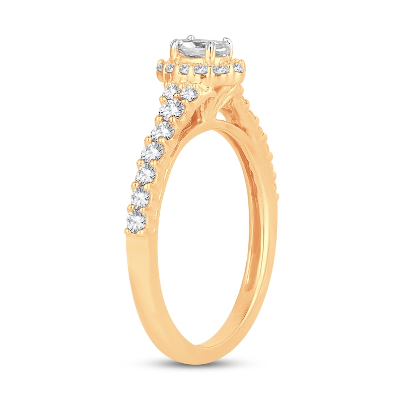 Diamond Engagement Ring 1/2 ct tw Oval & Round Yellow Gold Plated