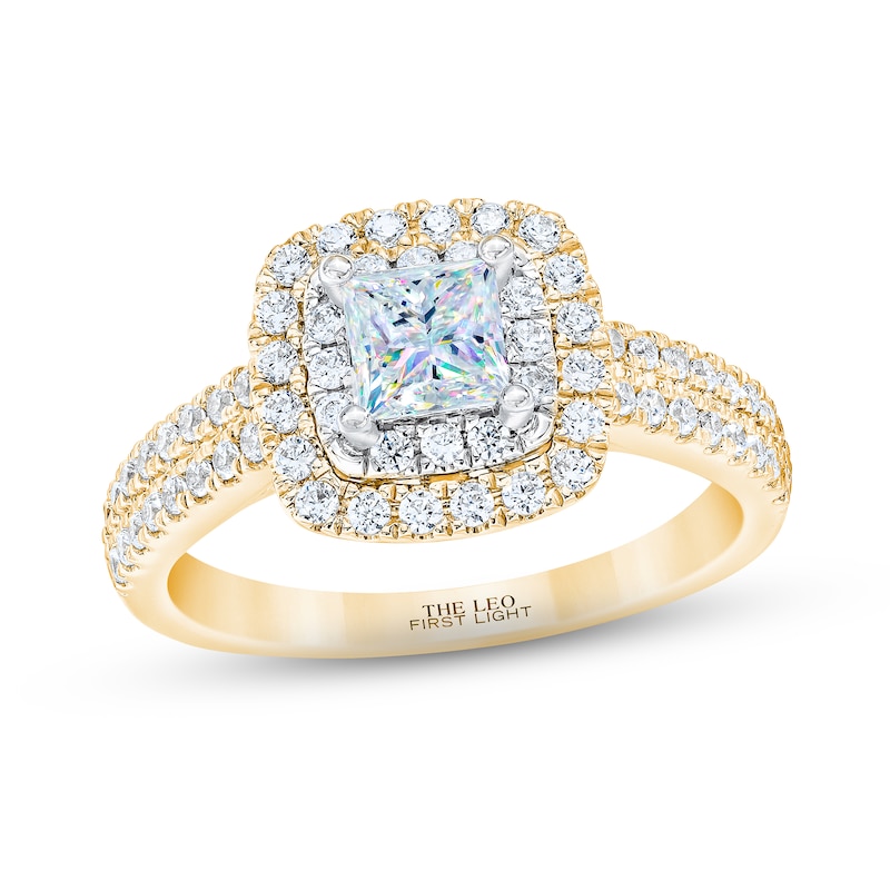 THE LEO First Light Diamond Princess-Cut Engagement Ring 1 ct tw Two-Tone Gold Plated