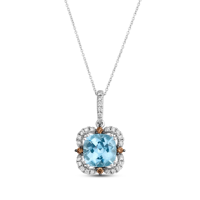 Le Vian Cushion-Cut Aquamarine Necklace 3/8 ct tw Diamonds Vanilla Gold Plated 20”