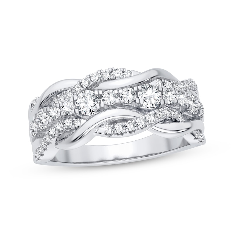 Round-Cut Diamond Multi-Row Twist Anniversary Band 1/2 ct tw White Gold Plated
