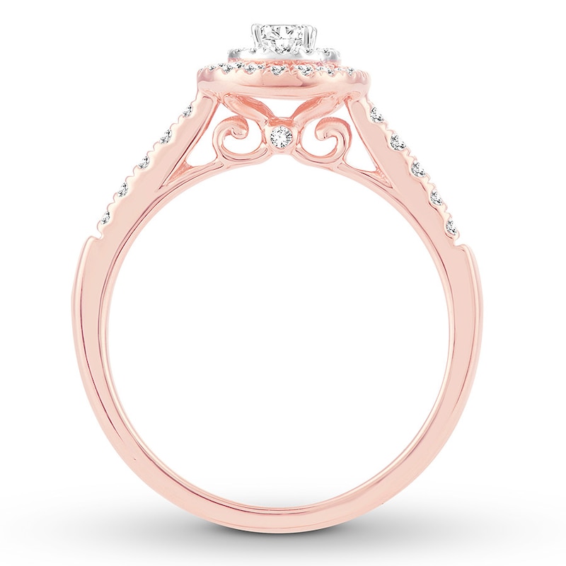 Oval Diamond Engagement Ring 1/2 ct tw Rose Gold Plated