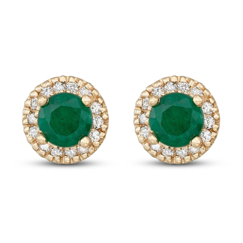 Certified Emerald & Diamond Earrings 1/8 ct tw Yellow Gold Plated