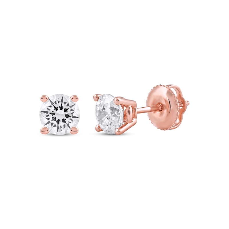 Lab-Created Diamonds by Round-Cut Solitaire Stud Earrings 1 ct tw Rose Gold Plated