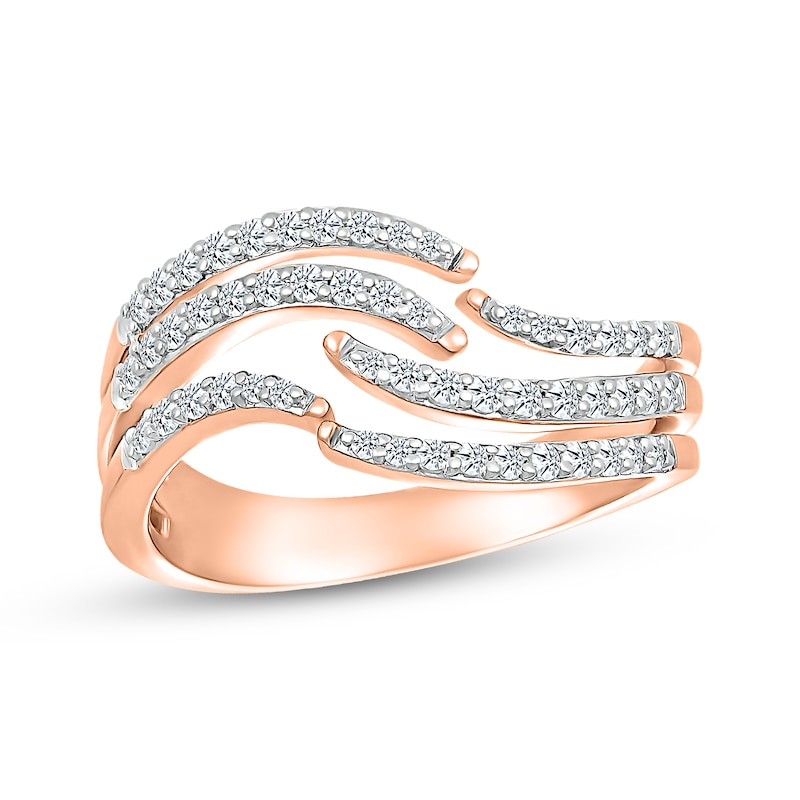 Diamond Open Wave Ring 1/3 ct tw Rose Gold Plated