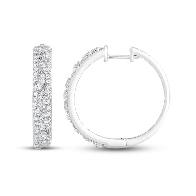 Diamond Hoop Earrings 1 ct tw Round-cut White Gold Plated