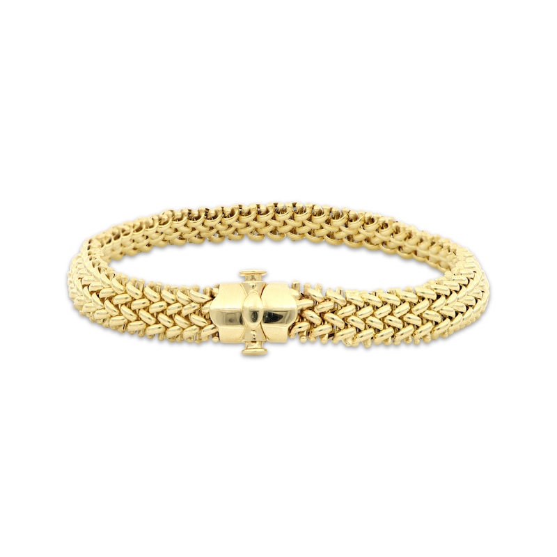 Woven Hollow Chain Bracelet Yellow Gold Plated 7.5"