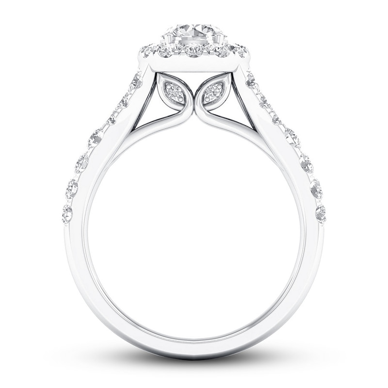 Certified Diamond Engagement Ring 1-1/5 ct tw White Gold Plated
