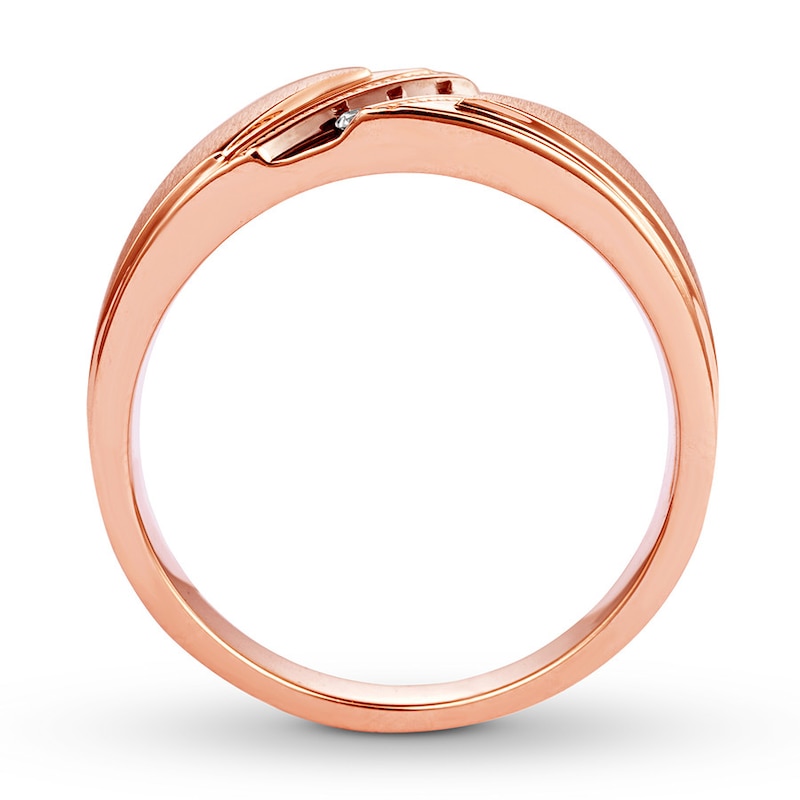 Men's Wedding Band 1/10 ct tw Diamonds Rose Gold Plated
