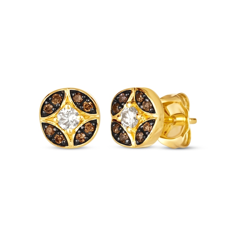 Le Vian Venetian Mosaic Diamond Stud Earrings 1/4 ct tw Honey Gold Plated