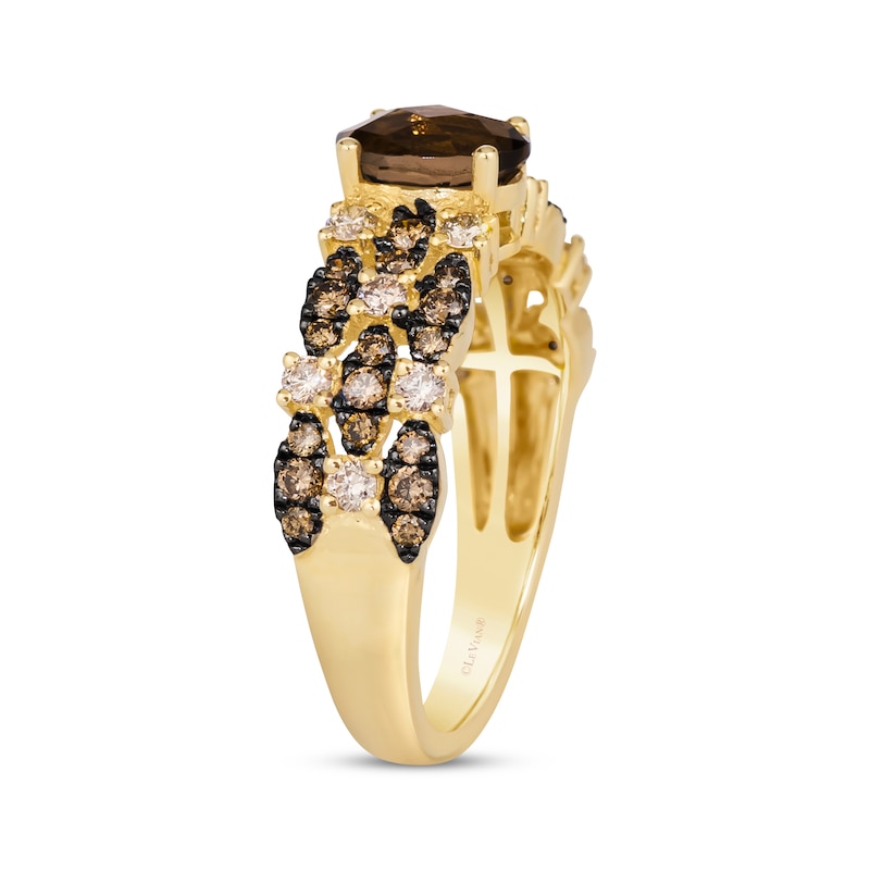 Le Vian Venetian Mosaic Chocolate Quartz Ring 5/8 ct tw Diamonds Honey Gold Plated