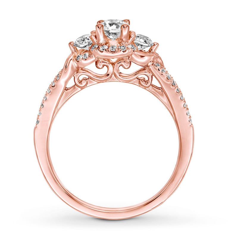 Diamond Engagement Ring 3/4 ct tw Round-cut Rose Gold Plated