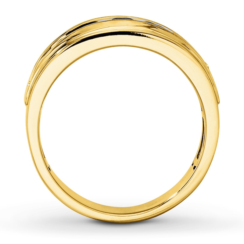 Men's Diamond Ring 1 ct tw Round-cut Yellow Gold Plated