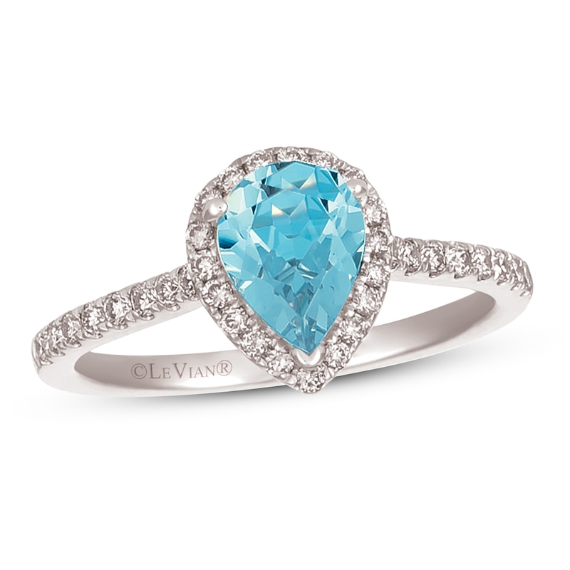 Le Vian Aquamarine Ring 1/3 ct tw Diamonds Vanilla Gold Plated