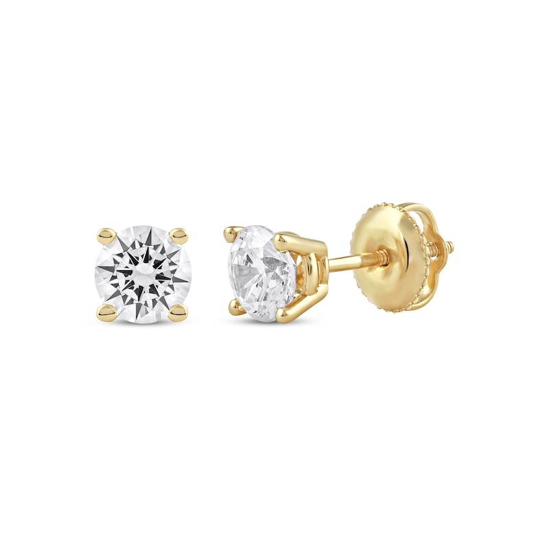 Lab-Created Diamonds by Round-Cut Solitaire Stud Earrings 1 ct tw Yellow Gold Plated