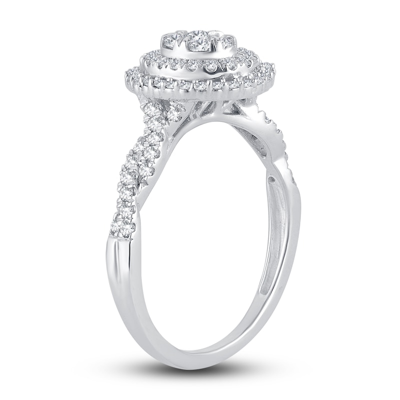 Diamond Engagement Ring 1/2 ct tw Round-cut White Gold Plated