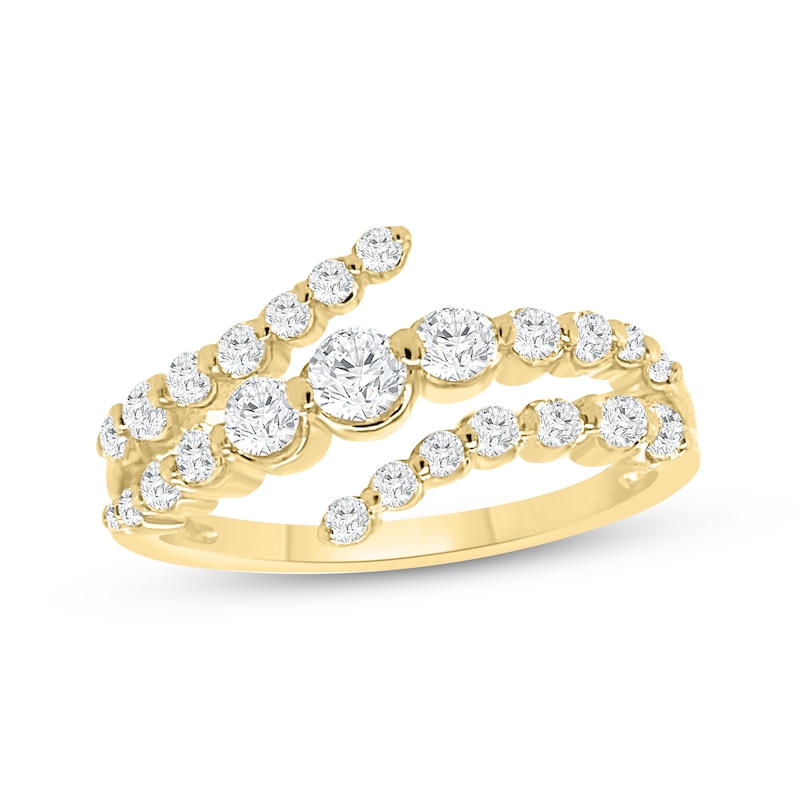 Lab-Created Diamonds by Graduated Spiral Ring 3/4 ct tw Yellow Gold Plated