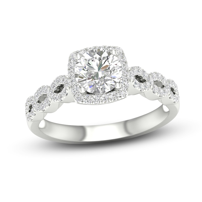 Diamond Engagement Ring 7/8 ct tw Round-cut White Gold Plated