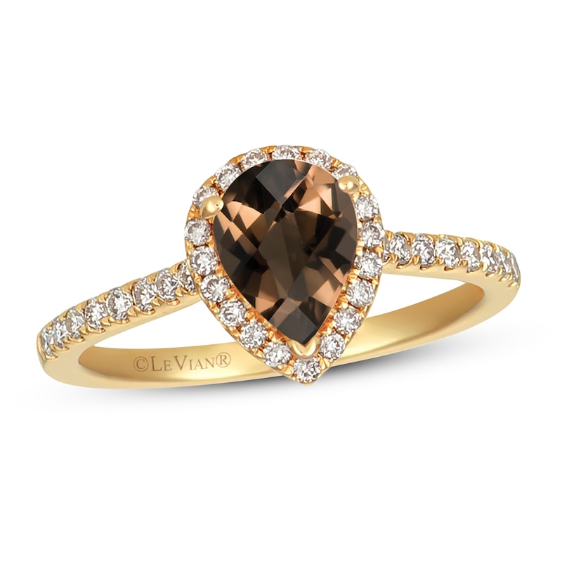 Le Vian Quartz & Diamond Ring 1/3 ct tw Honey Gold Plated