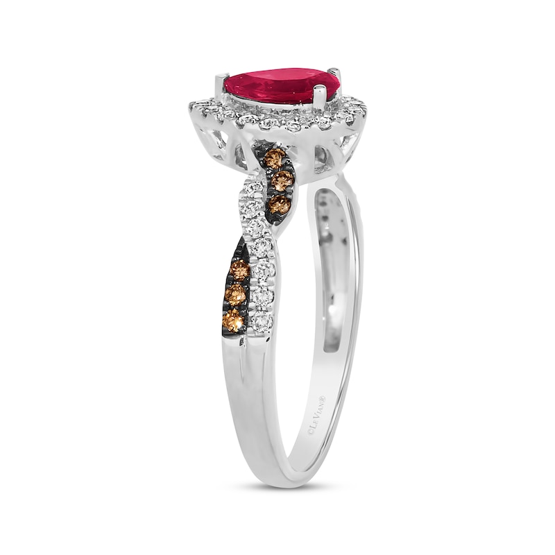 Le Vian® Chocolate Twist Pear-Shaped Ruby Ring 1/3 ct tw Diamonds Vanilla Gold Plated