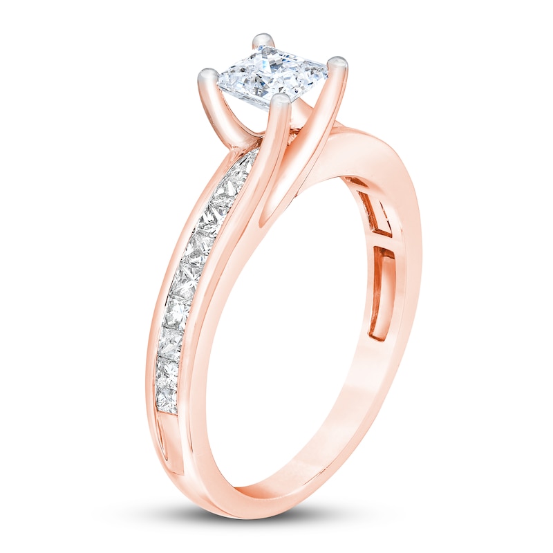 Diamond Engagement Ring 1 ct tw Princess-cut Rose Gold Plated