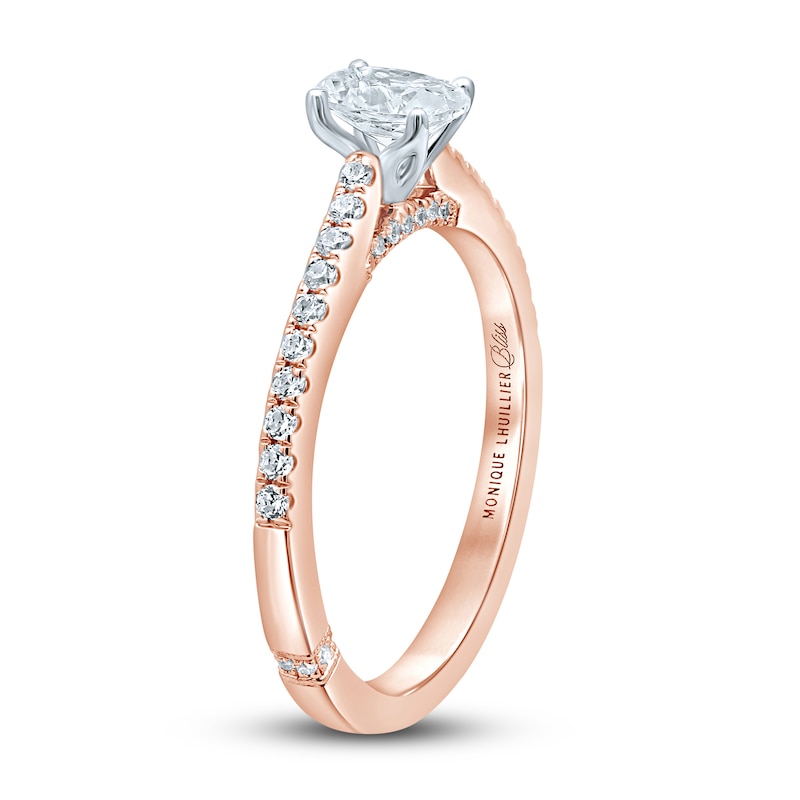 Monique Lhuillier Bliss Diamond Engagement Ring 5/8 ct tw Oval & Round-cut Two-Tone Gold Plated