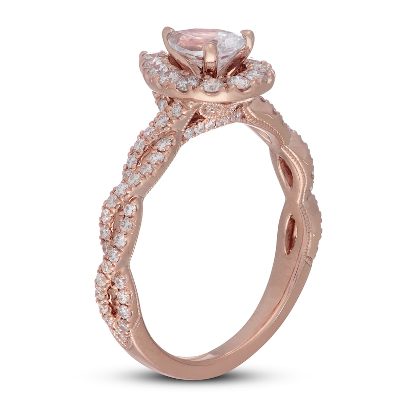Neil Lane Diamond Engagement Ring 1-1/6 ct tw Pear/Round Rose Gold Plated