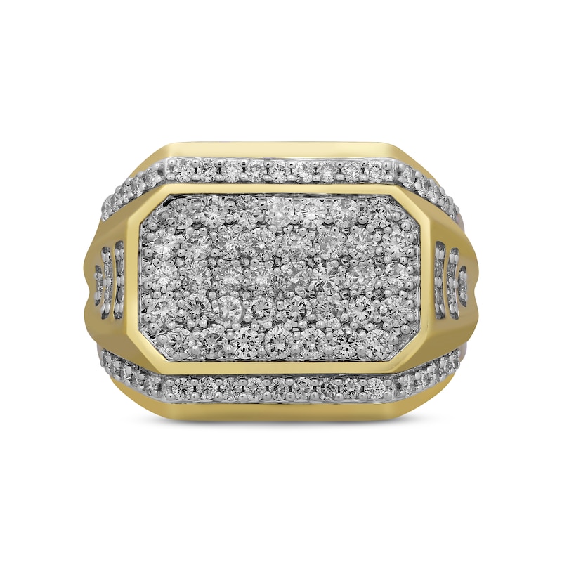 Men's Octagon Diamond Ring 2 ct tw Yellow Gold Plated