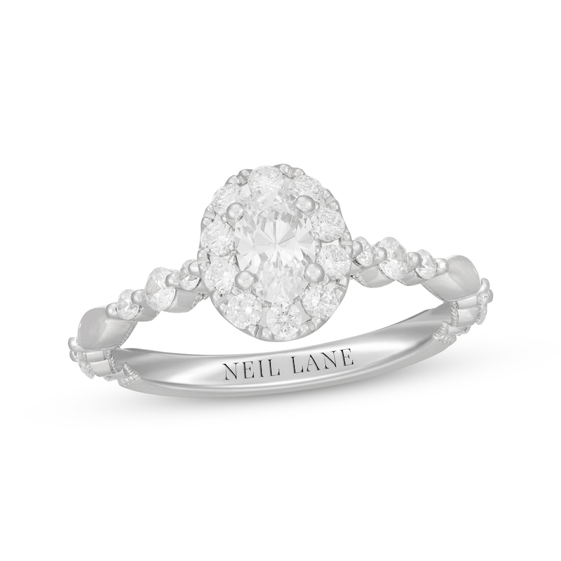 Neil Lane Oval-Cut Diamond Halo Engagement Ring 1 ct tw White Gold Plated