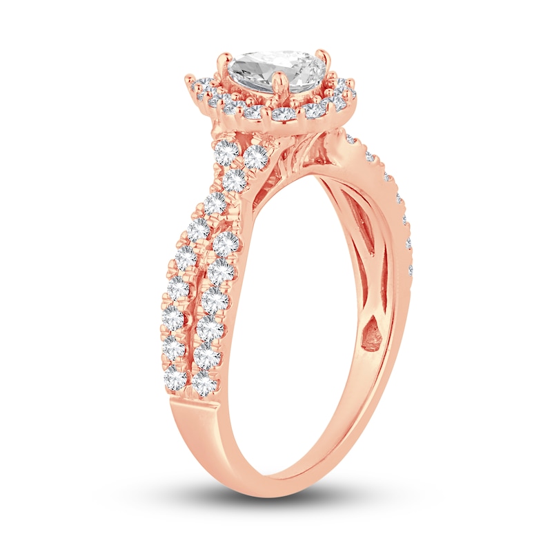 Diamond Engagement Ring 1 ct tw Pear & Round-cut Rose Gold Plated