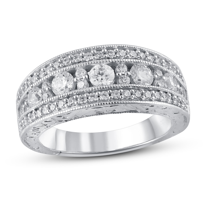 Diamond Anniversary Ring 1 ct tw in White Gold Plated