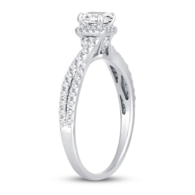 Diamond Engagement Ring 3/4 ct tw Princess & Round White Gold Plated