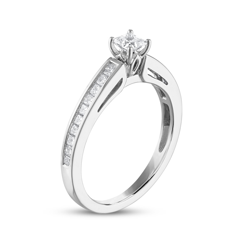 Diamond Engagement Ring 5/8 ct tw Princess-cut White Gold Plated