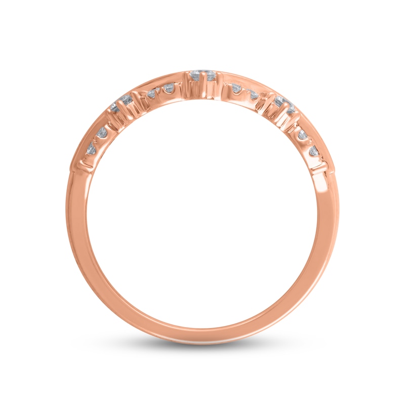 Diamond Contour Anniversary Ring 1/3 ct tw Round-cut Rose Gold Plated