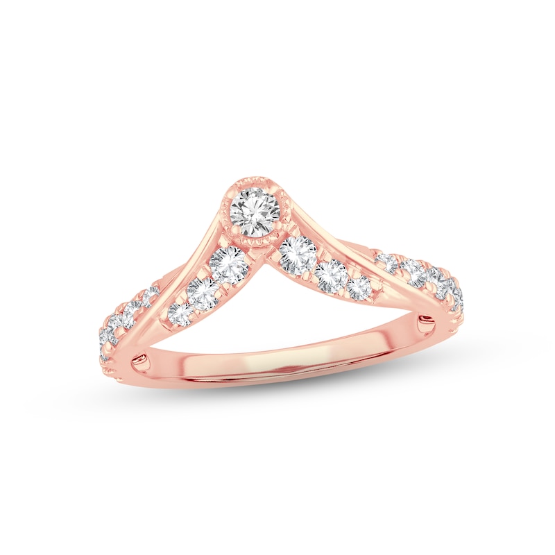 Diamond Contour Anniversary Ring 5/8 ct tw Round-cut Rose Gold Plated