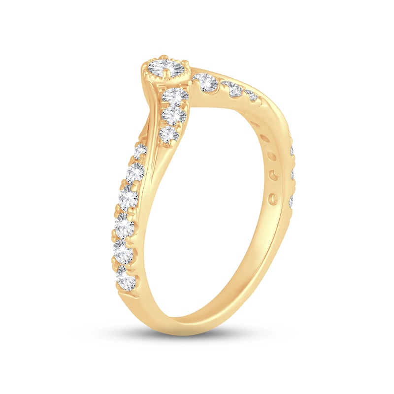 Diamond Contour Anniversary Ring 5/8 ct tw Round-cut Yellow Gold Plated