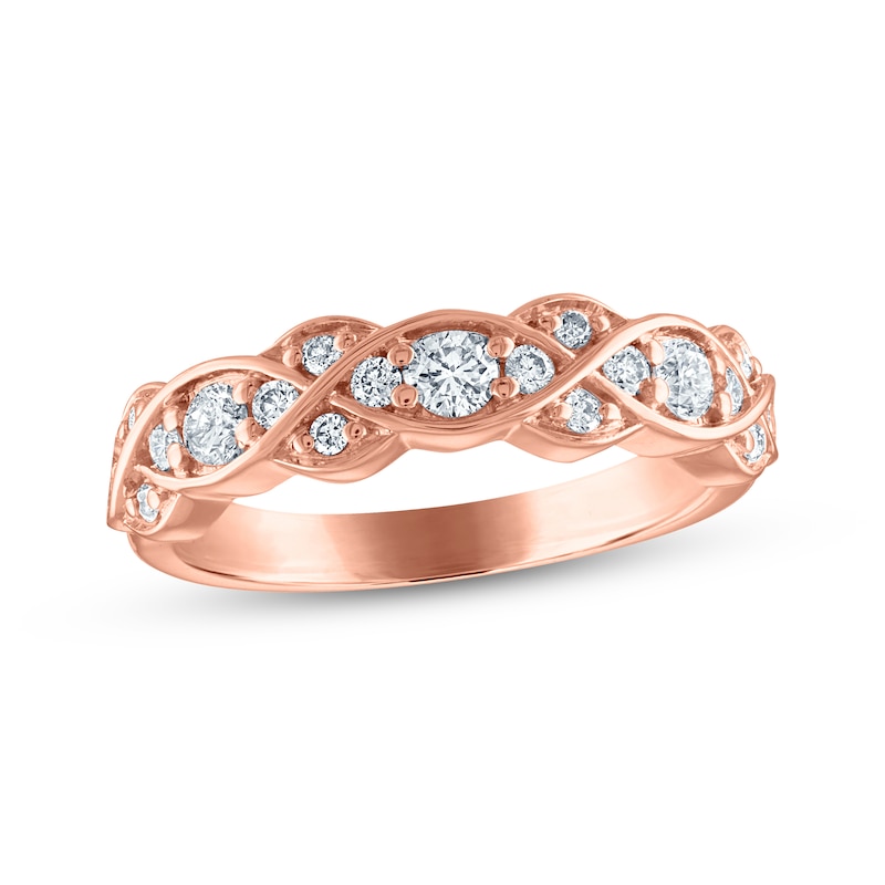 Every Moment Diamond Crossover Infinity Band 1/2 ct tw Rose Gold Plated