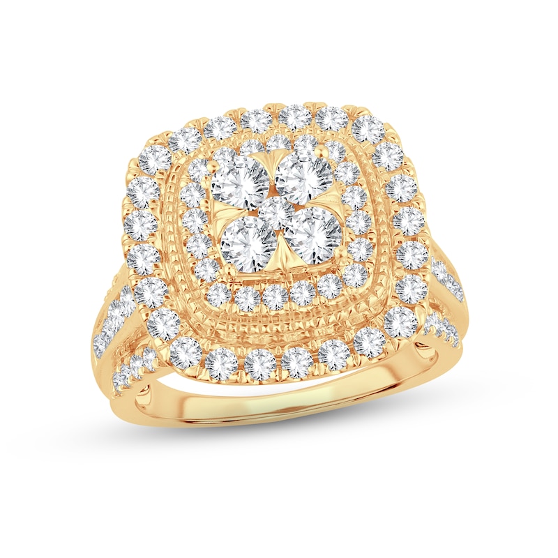 Diamond Engagement Ring 2 ct tw Round-Cut Yellow Gold Plated