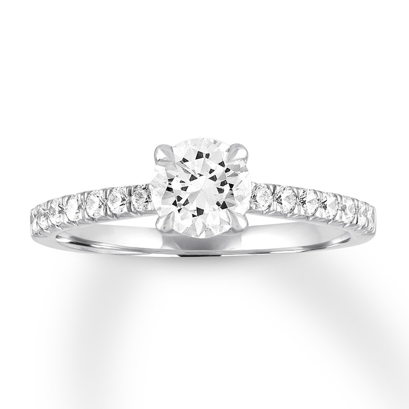 Diamond Engagement Ring 7/8 ct tw Round-cut White Gold Plated