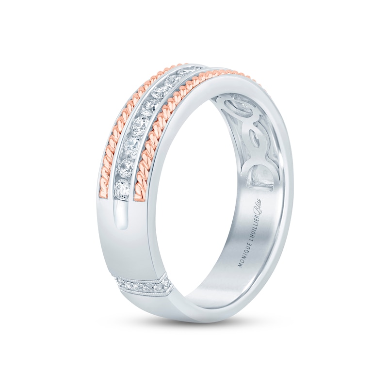 Monique Lhuillier Bliss Men's Diamond Wedding Band 1/2 ct Round-cut Two-Tone Gold Plated