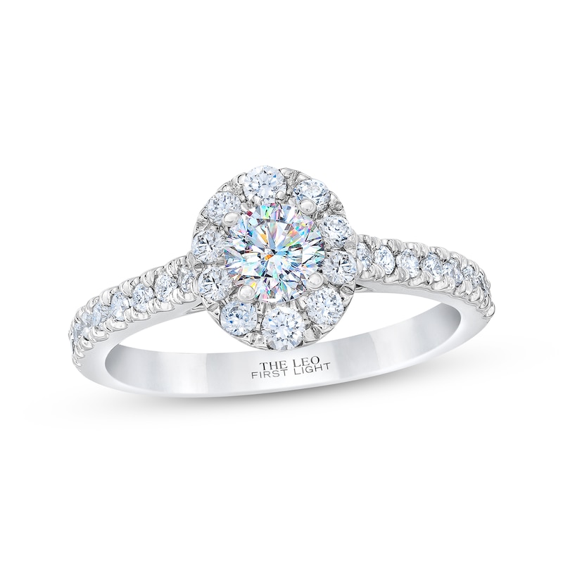 THE LEO First Light Diamond Engagement Ring 5/8 ct tw Round-cut White Gold Plated