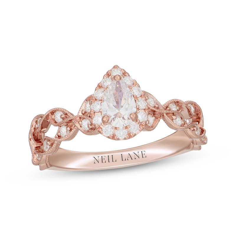 Neil Lane Pear-Shaped Diamond Engagement Ring 5/8 ct tw Rose Gold Plated