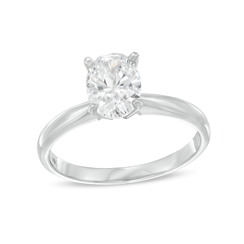 Oval-Cut Diamond Solitaire Engagement Ring 1-1/2 ct tw White Gold Plated